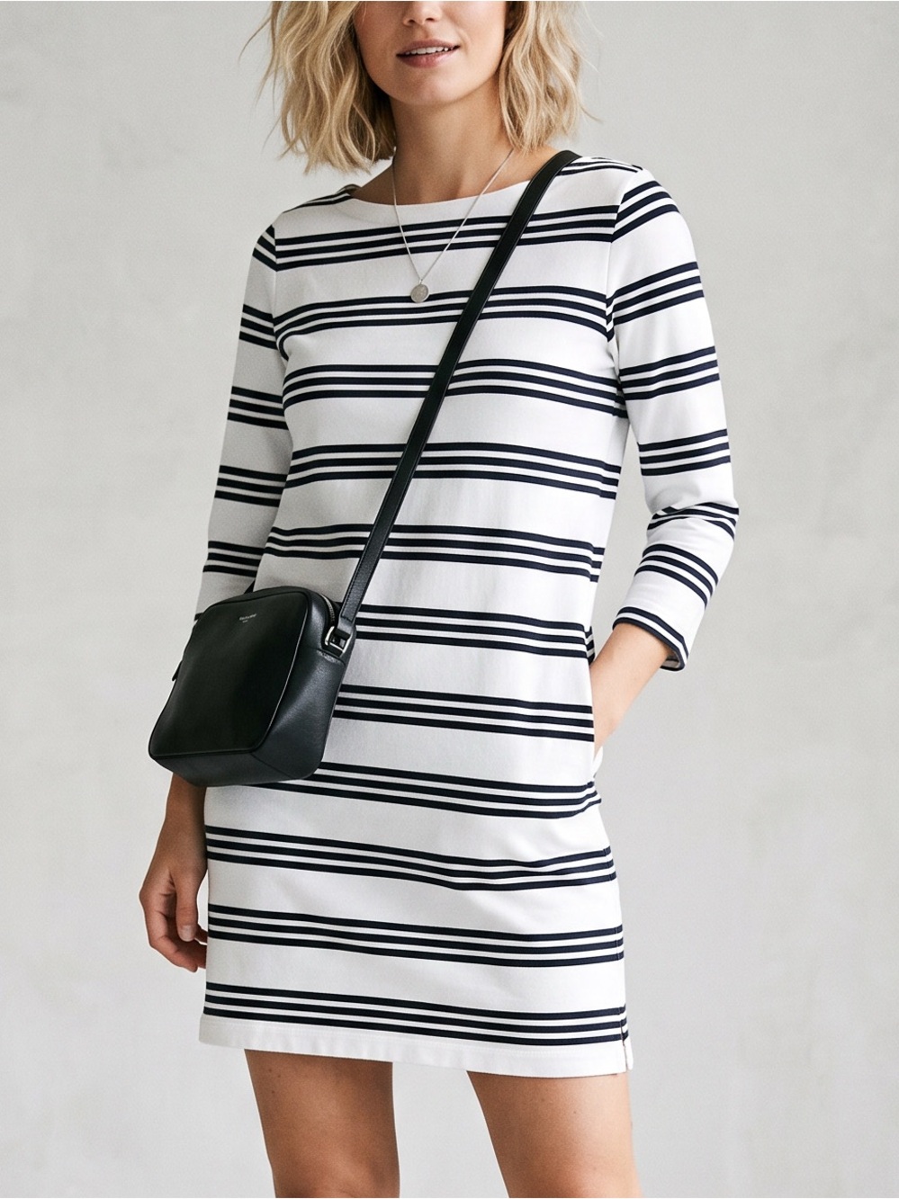 Vineyard Vines Triple Stripe Cotton Shift Dress Size XXS Nautical Blue & White